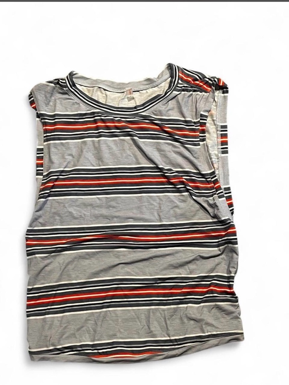 FP Movement by Free People Gray Tank Top with Black & Red Stripes